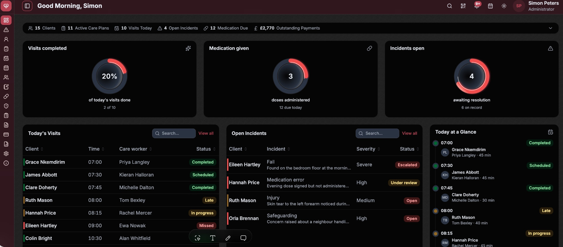 Home care and assistance software built around the people you look after. preview