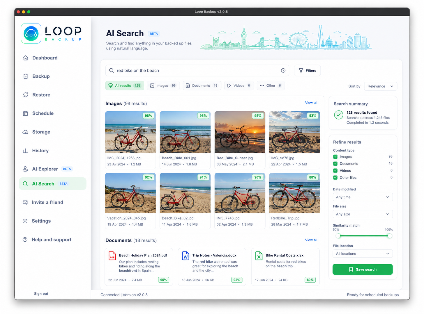 Loop Backup AI Search screenshot