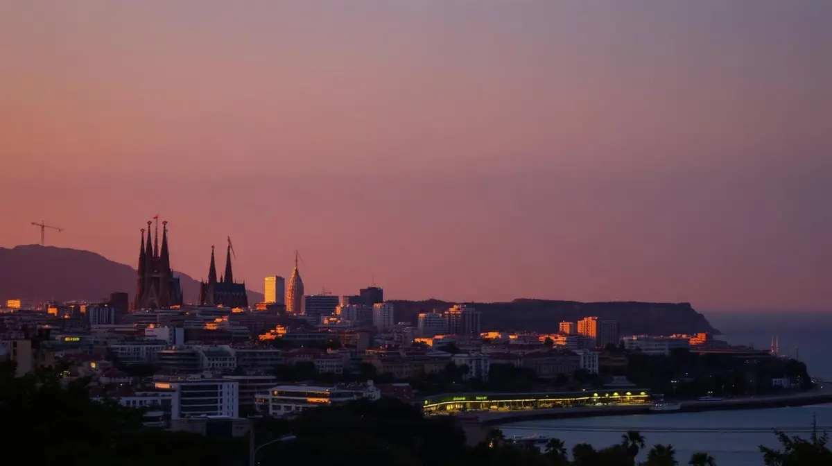Barcelona skyline at golden hour, Ceejay Intelligence builds custom business software for Barcelona tech scaleups, design studios and hospitality brands.