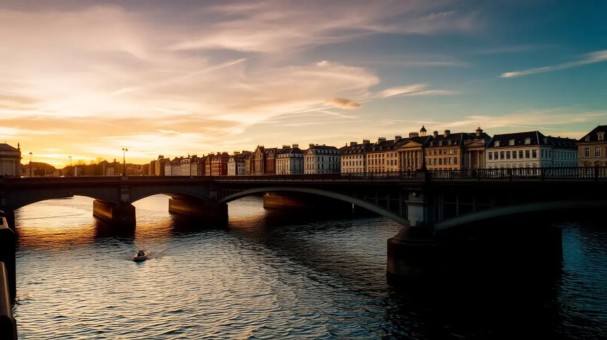 Dublin skyline at golden hour, Ceejay Intelligence builds custom business software for Dublin tech, finance and professional service firms.