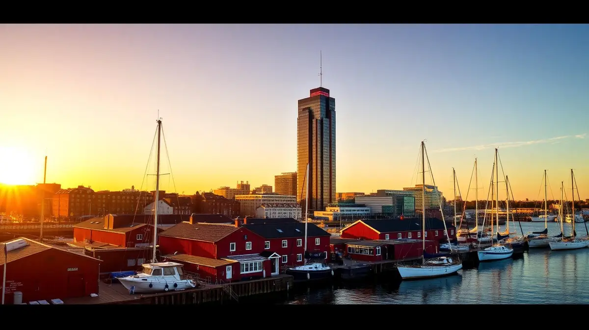 Gothenburg skyline at golden hour, Ceejay Intelligence builds custom business software for Gothenburg automotive, port and engineering businesses.