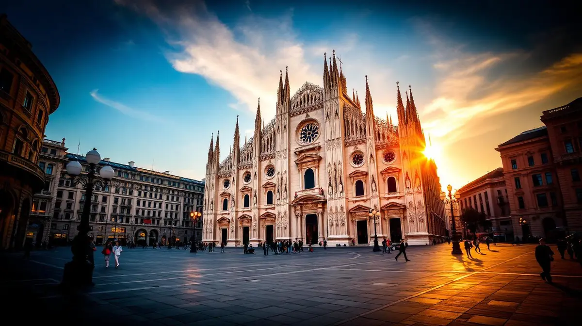 Milan skyline at golden hour, Ceejay Intelligence builds custom business software for Milan fashion houses, design studios and finance firms.