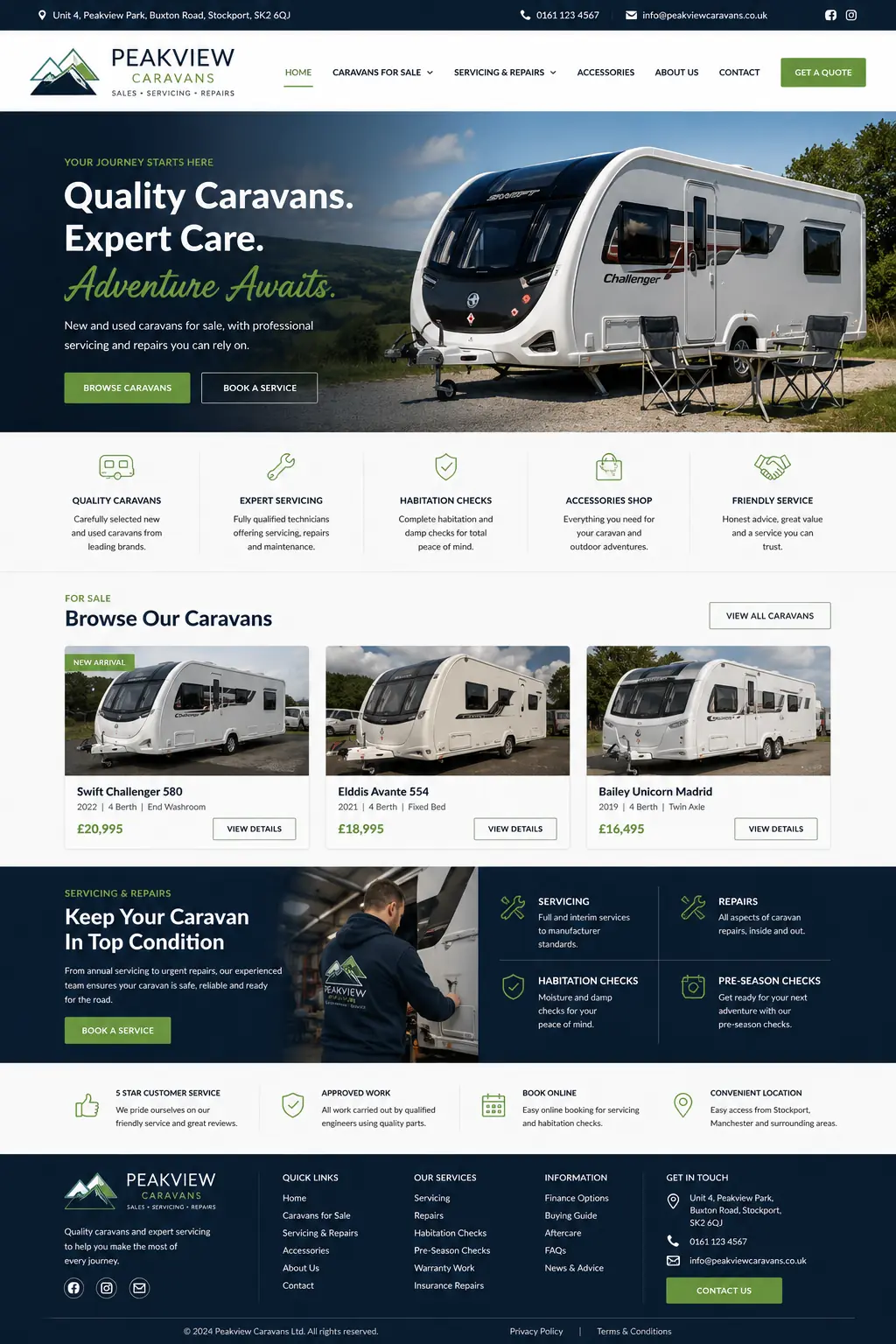 Peakview Caravans screenshot